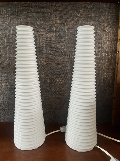 2 vintage IKEA Bista lamps white porcelain
