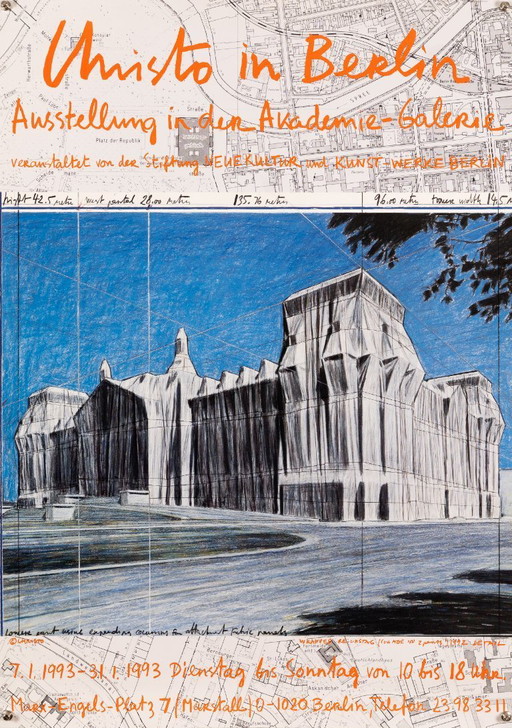 Christo in Berlin 1993 – Originales Vintage-Ausstellungsplakat – Zeitgenössische Kunst – 84,1 x 59,4 cm A1