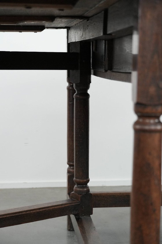 Image 1 of Antico tavolo da pranzo/tavolo a ribalta/tavolo da pranzo in quercia inglese del XVIII secolo