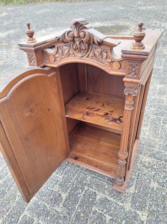 Antique Wooden Wall Cabinet with Mirror – Glass (photo 7 of 9)
