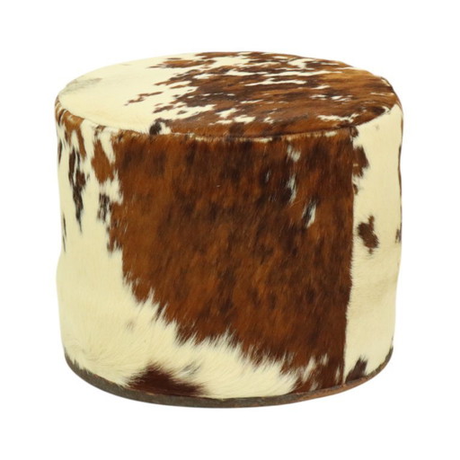 Vintage Pouf aus Rindsleder