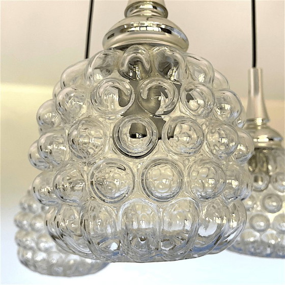 Mid Century Modern three light bubble glass cascading chandelier – Hustadt Leuchten (photo 10 of 16)