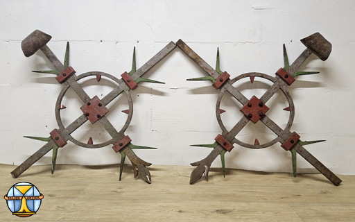 Pièces de pont en fer forgé victorien ancien / clôture / décoration industrielle / curiosités industrielles (chaque)