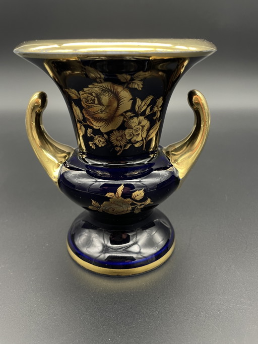 Royal Porzellan Bavaria KPM Handled Vase Real Cobalt Gold Decor 13.5 cm – vazen, Porcelain