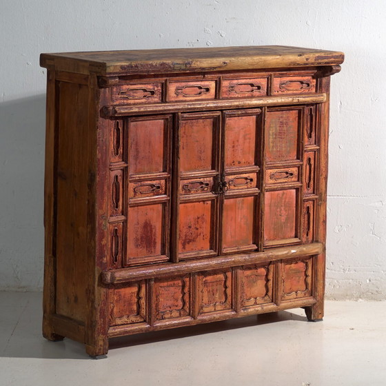 Antique lacquered cabinet in pine wood – China, circa 1930 – Storage cabinet, Iron (photo 4 of 40)
