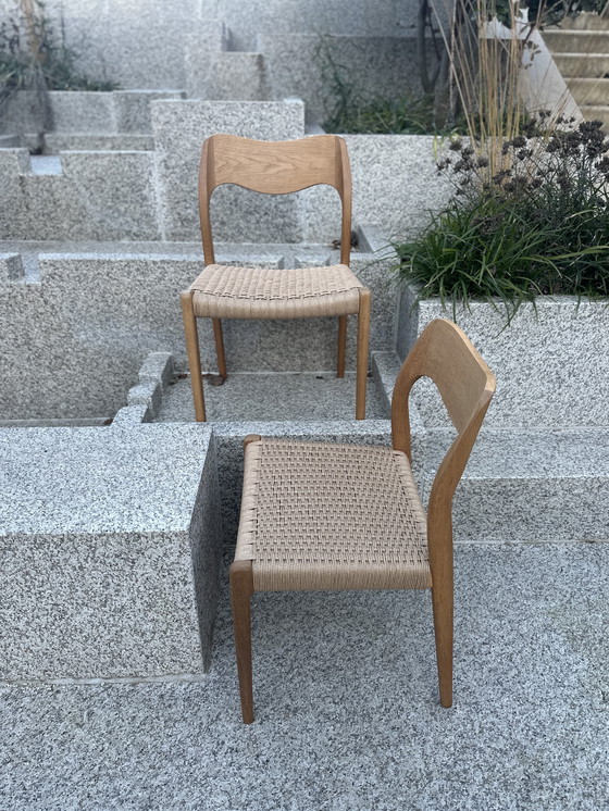 Image 1 of 4 eiken Niels Otto Moller eetkamerstoelen met papercord