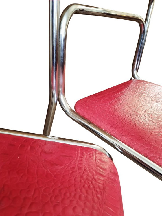 2 Vintage Leather Chairs 60s 70s – Dining chairs, Chrome (photo 4 of 7)