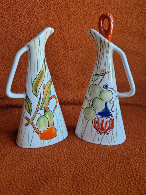 Rometti ceramic oil and vinegar set from the 1960s