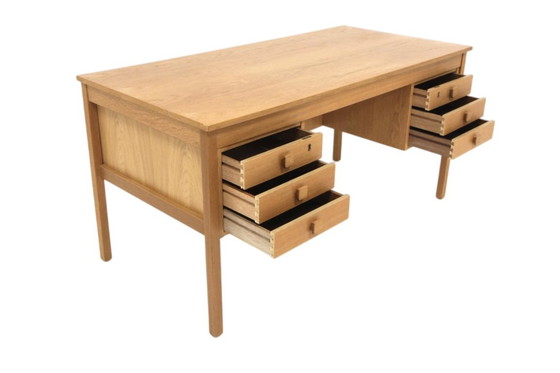 Image 1 of Scandinavian Double-Sided Oak Desk 1960 – Sweden