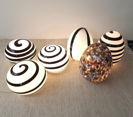 Image 1 of Grote ILU di Vetro glazen tafellamp / vloerlamp, model Zebra zwart-wit glas, Italiaans glas Nederlands design
