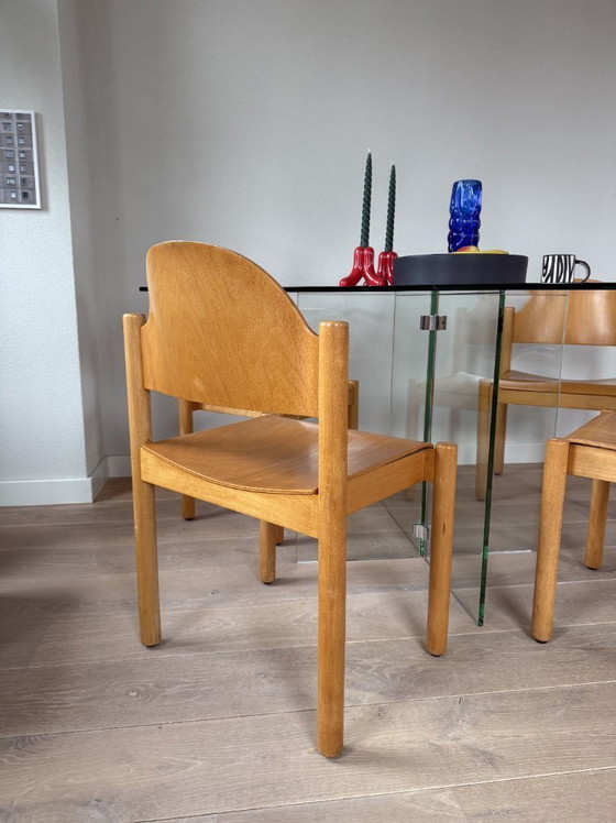 Image 1 of Set di 4 sedie da pranzo impilabili in compensato vintage