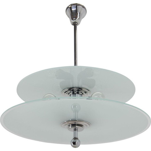 Vintage chandelier in aluminum and chrome, 1930s