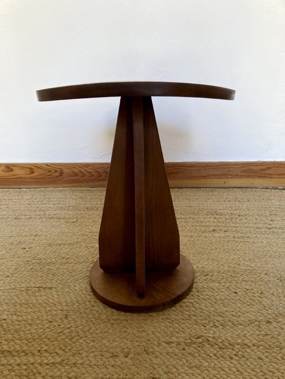 Image 1 of Wooden stool with convex seat