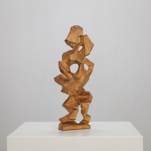 Escultura geométrica abstracta de madera de J. Limperg, Países Bajos, 1956.