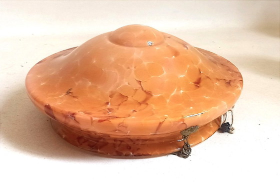 Art Deco Pendant Lamp Clichy Opaline Glass 42 cm Diameter – Brass (photo 7 of 9)