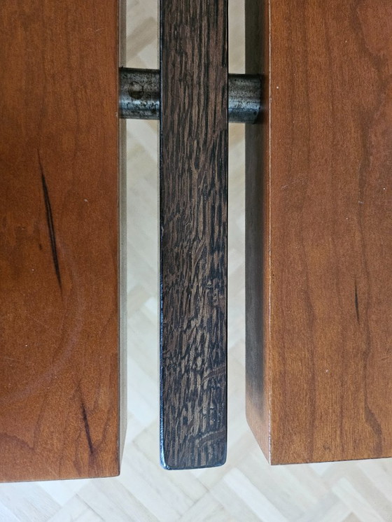 Image 1 of Mid - Century design coffee table made of solid wood and metal