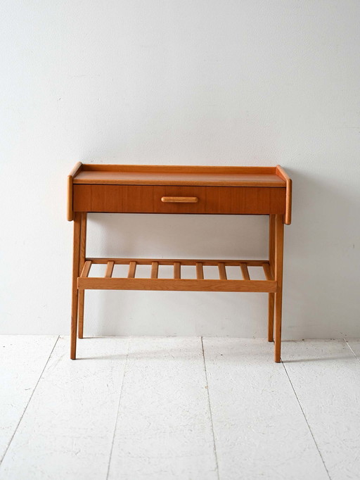 Table de nuit en teck bicolore scandinave des années 1950/60