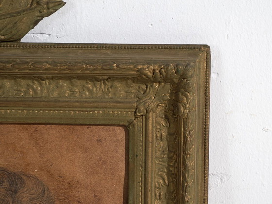 Antique pencil portrait in gilded frame – Central Europe, circa 1840 – Paintings & Drawings, Paper, Wood (photo 23 of 40)