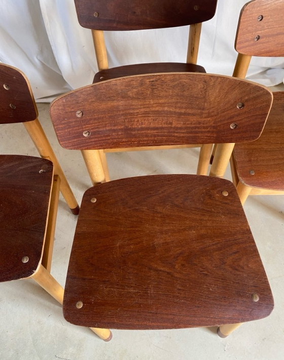Four low chairs Kvetny and Sonners Stolefabrik Denmark 1960, Side chairs, Wood, Brown (photo 3 of 15)