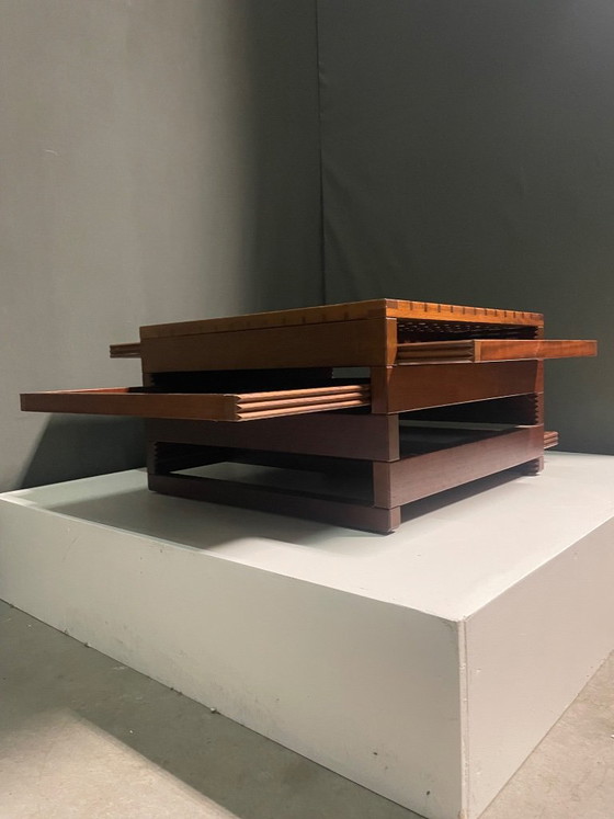 TAVOLINO VINTAGE 'TETRA' DI BERNARD VUARNESSON PER BELLATO, ANNI '70, Armadi contenitori, Legno, Marrone (foto 5 di 8)