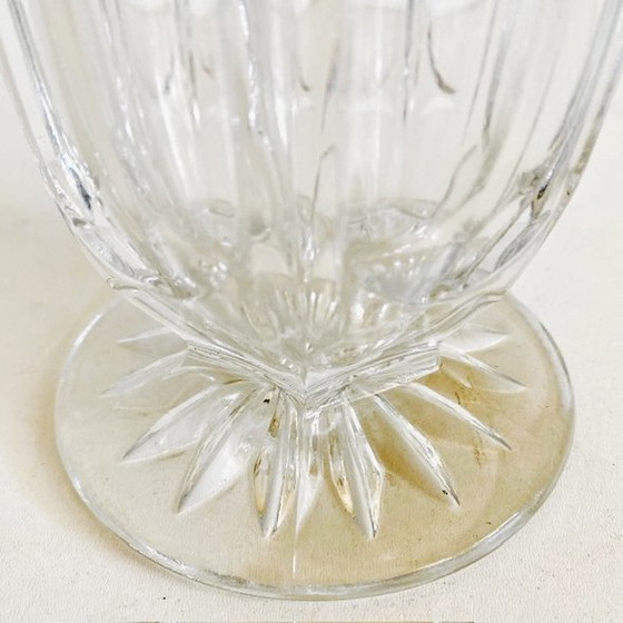 Image 1 of Vase en cristal vintage motif art déco 1950s