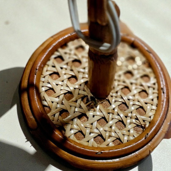 Image 1 of Lampada a sospensione vintage in rattan – lampada a sospensione in bambù intrecciato – design boho
