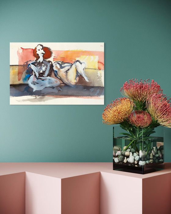 Image 1 of Marcus de Vestele abstract composition with 2 women circa 1975