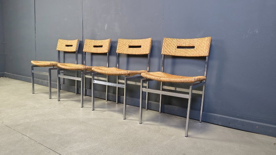 Image 1 of Belgische Korbstühle mit Chromgestell, 1970er Jahre – 4er-Set
