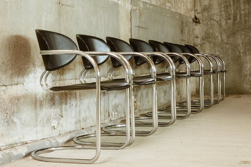 Effezeta (attrib.) - Raro set di otto sedie a sbalzo - 1980 circa - Italia