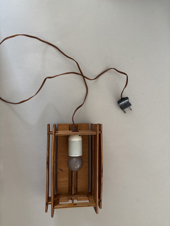 Image 1 of Lámpara escandinava de listones de madera años 70