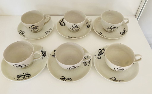 Vintage mid-century 12 delig porseleinen theeservies