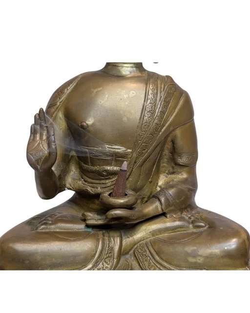 Antiek vuurverguld bronzen Boeddhabeeld – Himalaya, 19e eeuw – Beeldhouwkunst, Gold (photo 11 of 12)