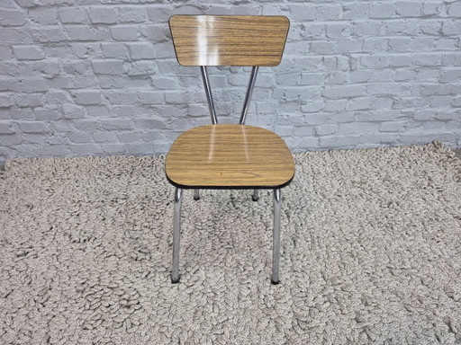 Mixed Set of 4 Vintage Design Kitchen Chairs by Brabantia, Wood-Effect Formica, The Netherlands, 1960s