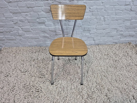 Image 1 of Mixed Set of 4 Vintage Design Kitchen Chairs by Brabantia, Wood-Effect Formica, The Netherlands, 1960s