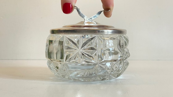 Image 1 of SUCRIER à Pince CRISTAL Vintage