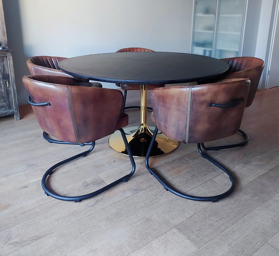 Image 1 of Table ronde Richmond Interiors en os noir et or