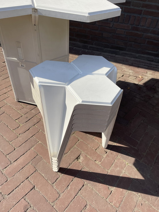 Image 1 of Vintage tuintafel honingraat model inklapbaar 