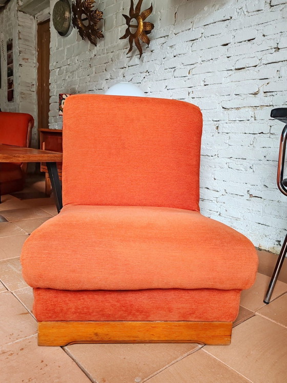 Vintage Armchairs, Textile, Wood, Brown (photo 4 of 5)