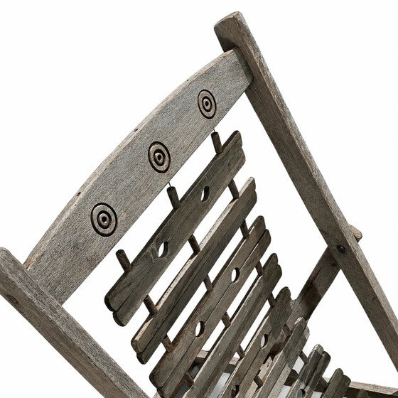 2 x chaises longues coloniales en bois massif pliables et lourdes / chaises longues / années 1960 – Transat (photo 5 of 9)