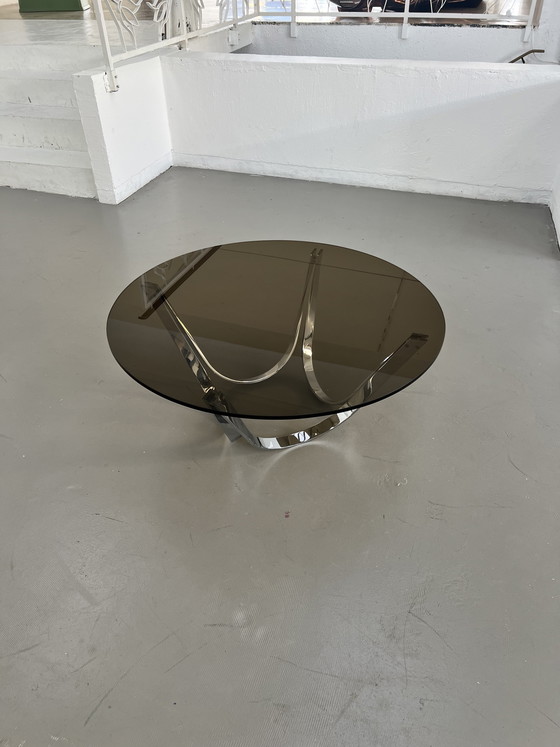 Image 1 of Model 2075 Werner Lindner for Bacher coffee table, chrome and glass
