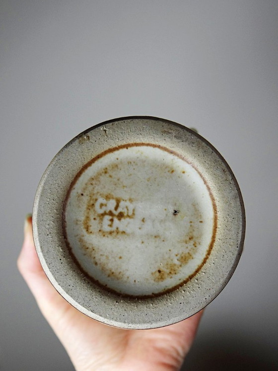Image 1 of Set of 4 vintage glazed stoneware cider bowls/ice cream cups with stems