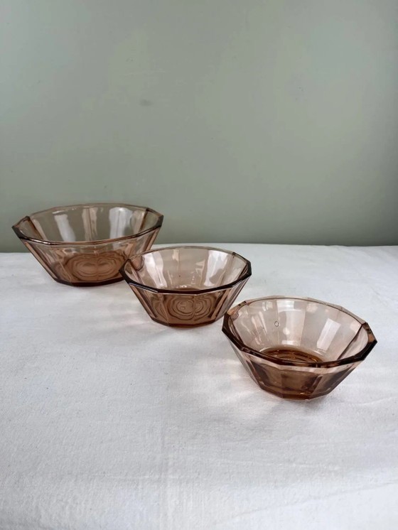 Trío de cuencos de ensalada Rosaline – Glass, Art Deco (photo 7 of 7)