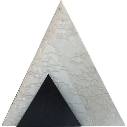 Lámpara vintage triangular de cristal y metal, 1960
