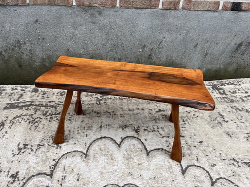 Table d'appoint vintage brutaliste en forme de tronc d'arbre