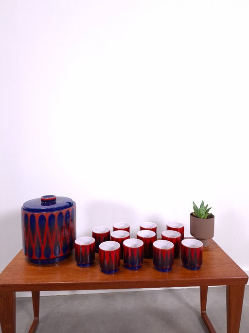 Vintage ceramic bowl set (punch crockery) Cora, Ursula Fesca Wächtersbach, 1970