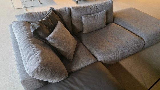 Image 1 of Corner sofa High End 345x302 fabric Gray leather Fango