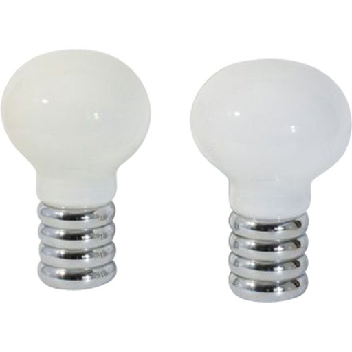 Par de lámparas vintage Bulb Opal de Ingo Maurer, Murano, 1966.