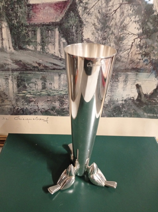 Christofle vase with three birds