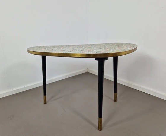 Mesa de Centro Mosaico Mid-Century, Libros de arte, Latón, Negro, Mid Century Modern (foto 5 de 10)