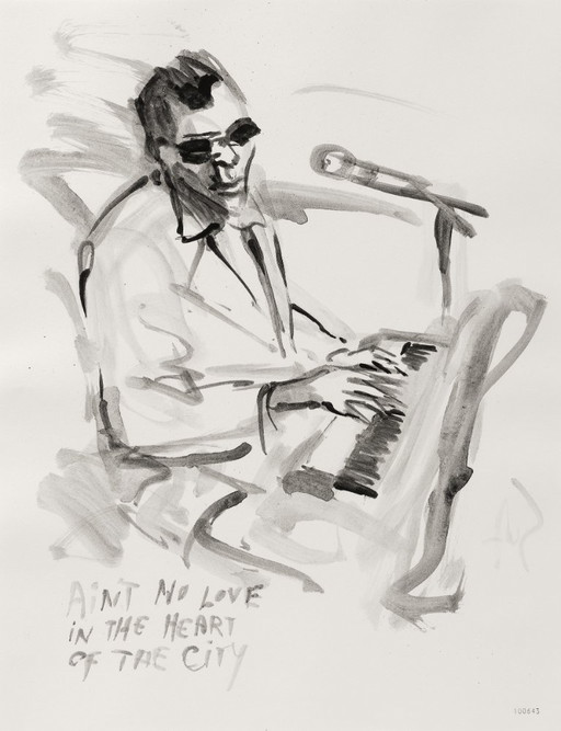 Esquisse à l'huile dans un cadre 'Ain't no love' Sef Berkers
